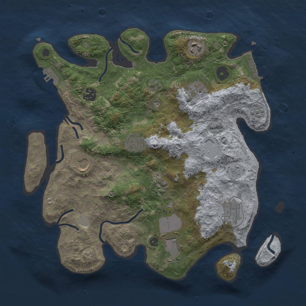 Rust Map: Procedural Map, Size: 3500, Seed: 96016125, 18 Monuments