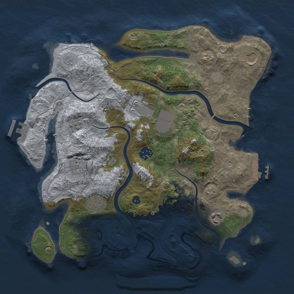 Rust Map: Procedural Map, Size: 3500, Seed: 20549875, 13 Monuments