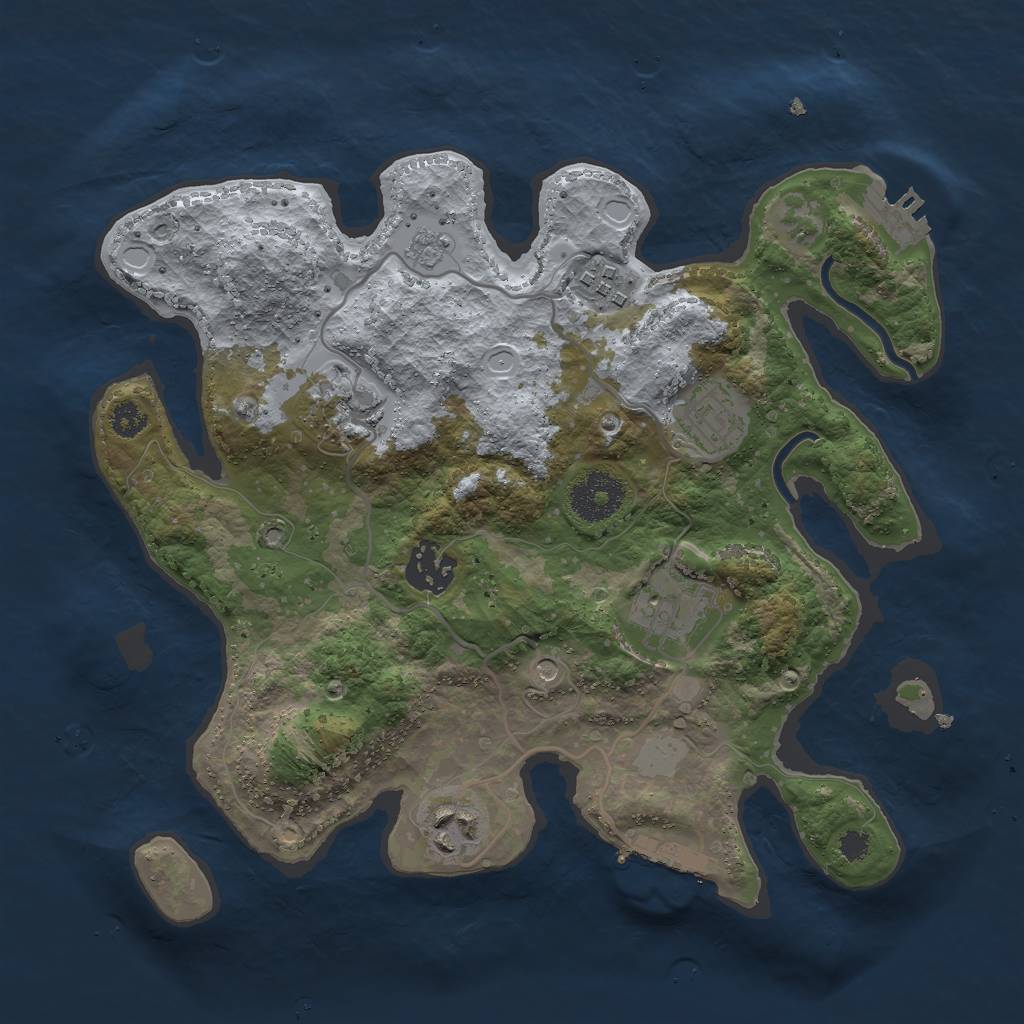 Rust Map: Procedural Map, Size: 3000, Seed: 58740867, 15 Monuments