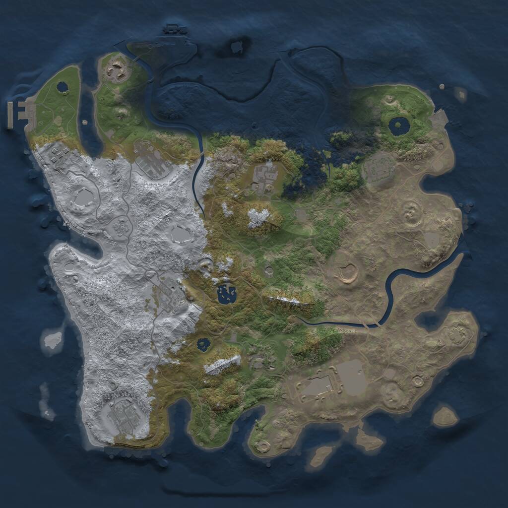 Rust Map: Procedural Map, Size: 3800, Seed: 244122769, 17 Monuments