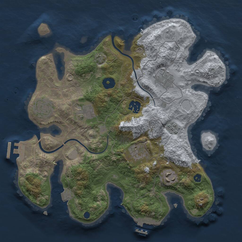 Rust Map: Procedural Map, Size: 3000, Seed: 43741, 12 Monuments