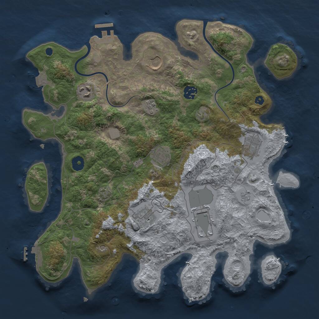 Rust Map: Procedural Map, Size: 3500, Seed: 28316617, 14 Monuments