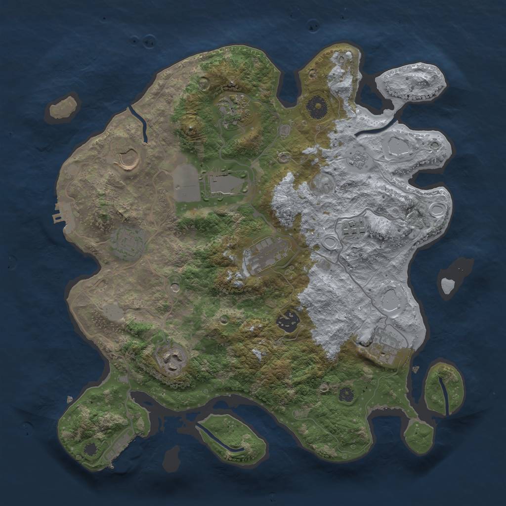 Rust Map: Procedural Map, Size: 3500, Seed: 111069, 18 Monuments