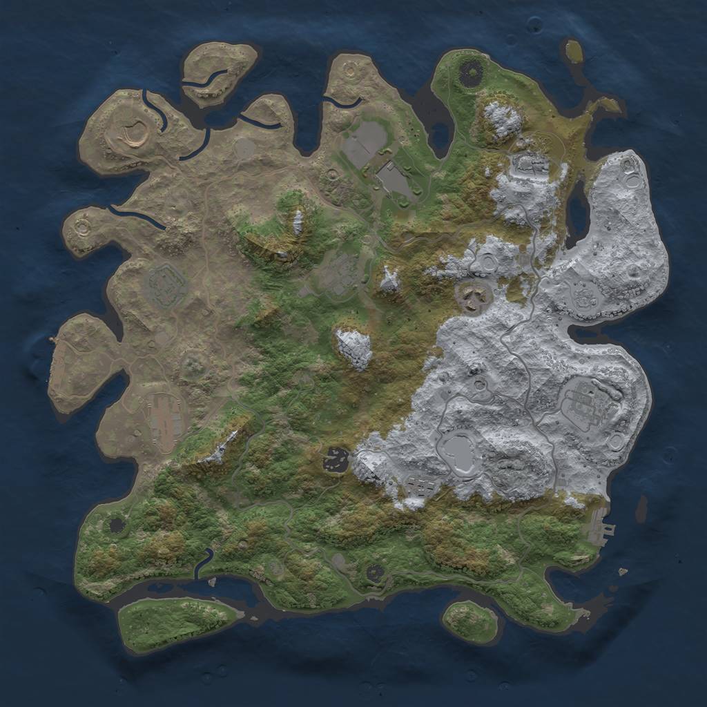 Rust Map: Procedural Map, Size: 4000, Seed: 60693, 19 Monuments