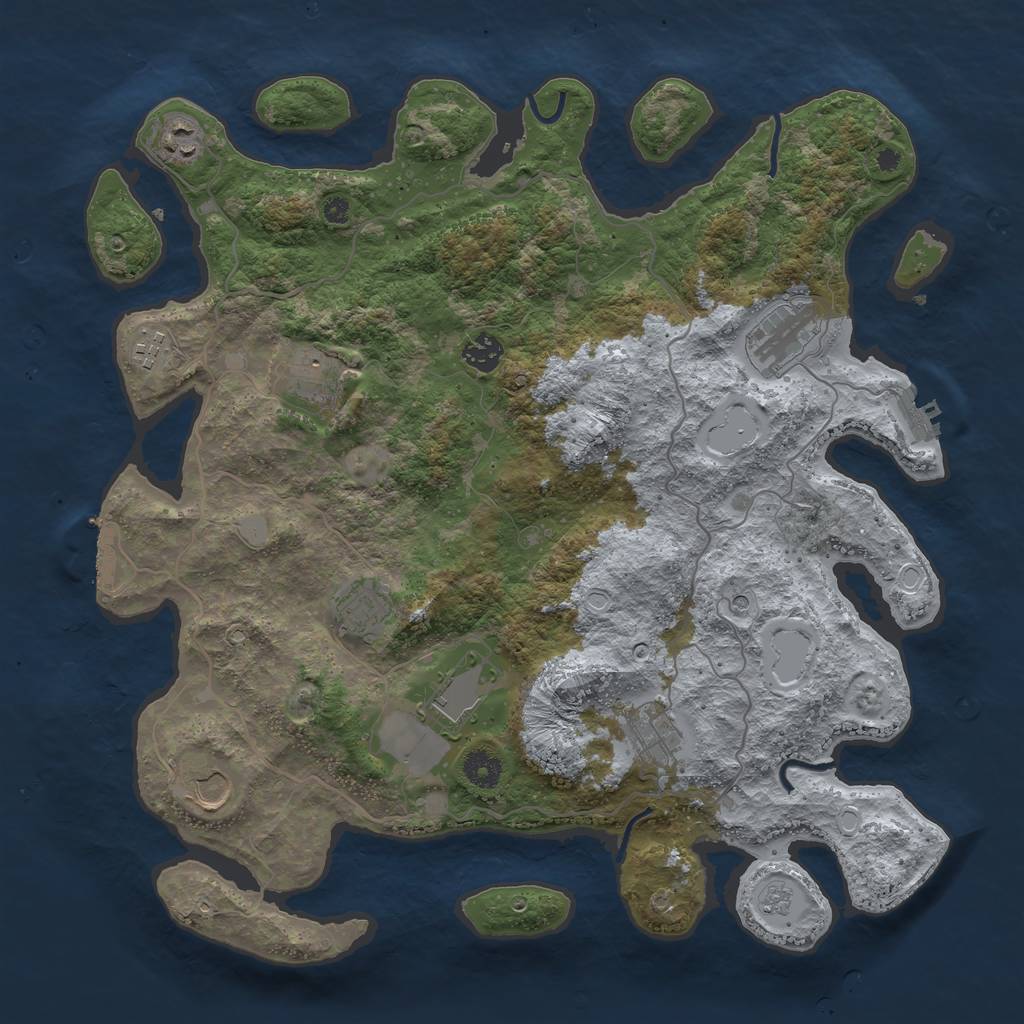 Rust Map: Procedural Map, Size: 4000, Seed: 307596113, 18 Monuments