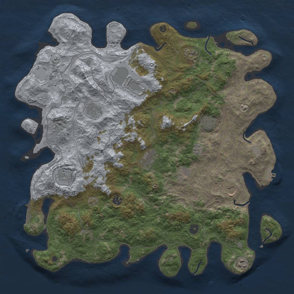 Rust Map: Procedural Map, Size: 4500, Seed: 273671894, 20 Monuments