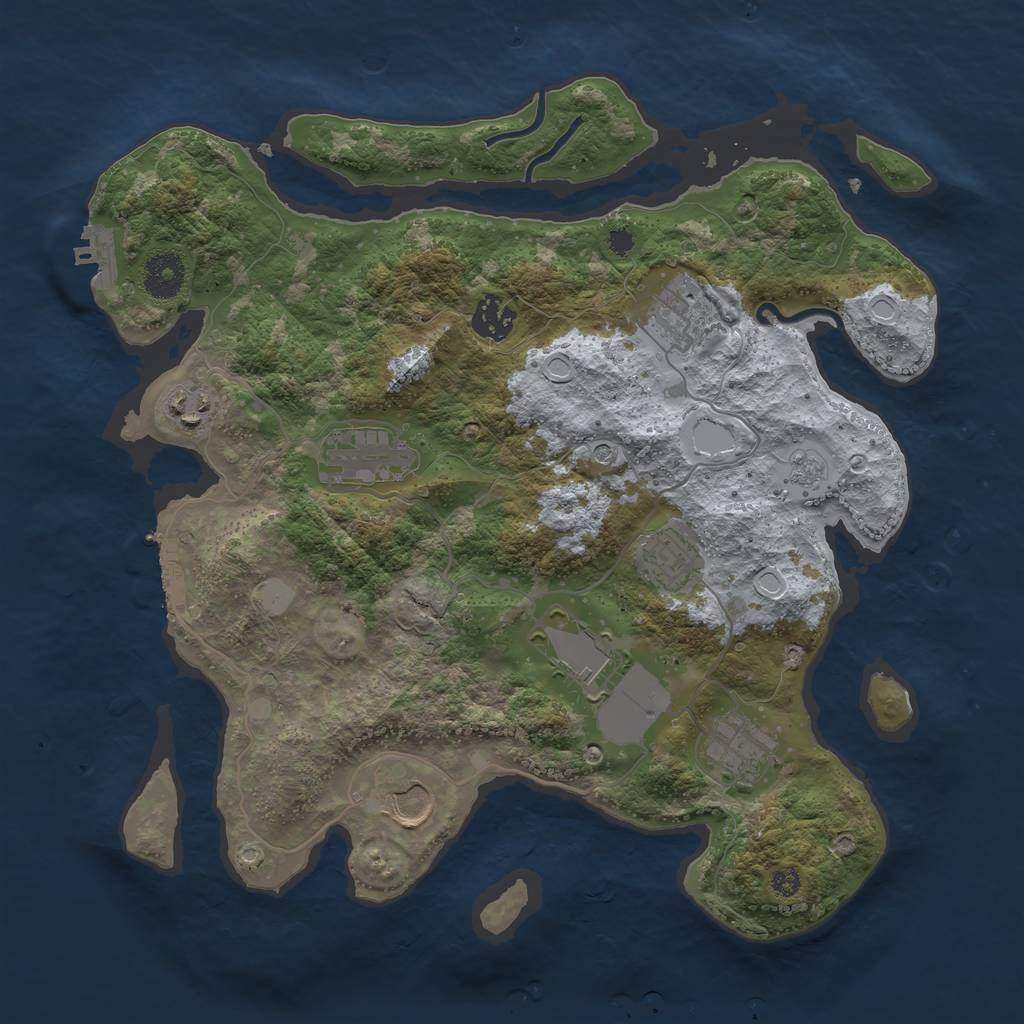 Rust Map: Procedural Map, Size: 3500, Seed: 223751, 17 Monuments