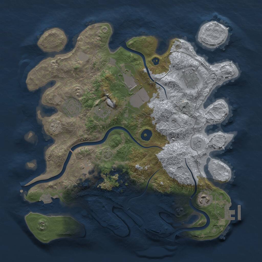 Rust Map: Procedural Map, Size: 3500, Seed: 38187644, 12 Monuments