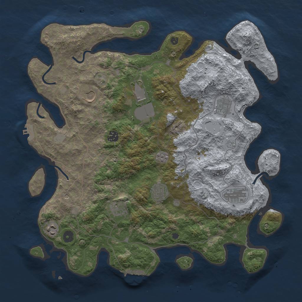 Rust Map: Procedural Map, Size: 4000, Seed: 78623623, 18 Monuments