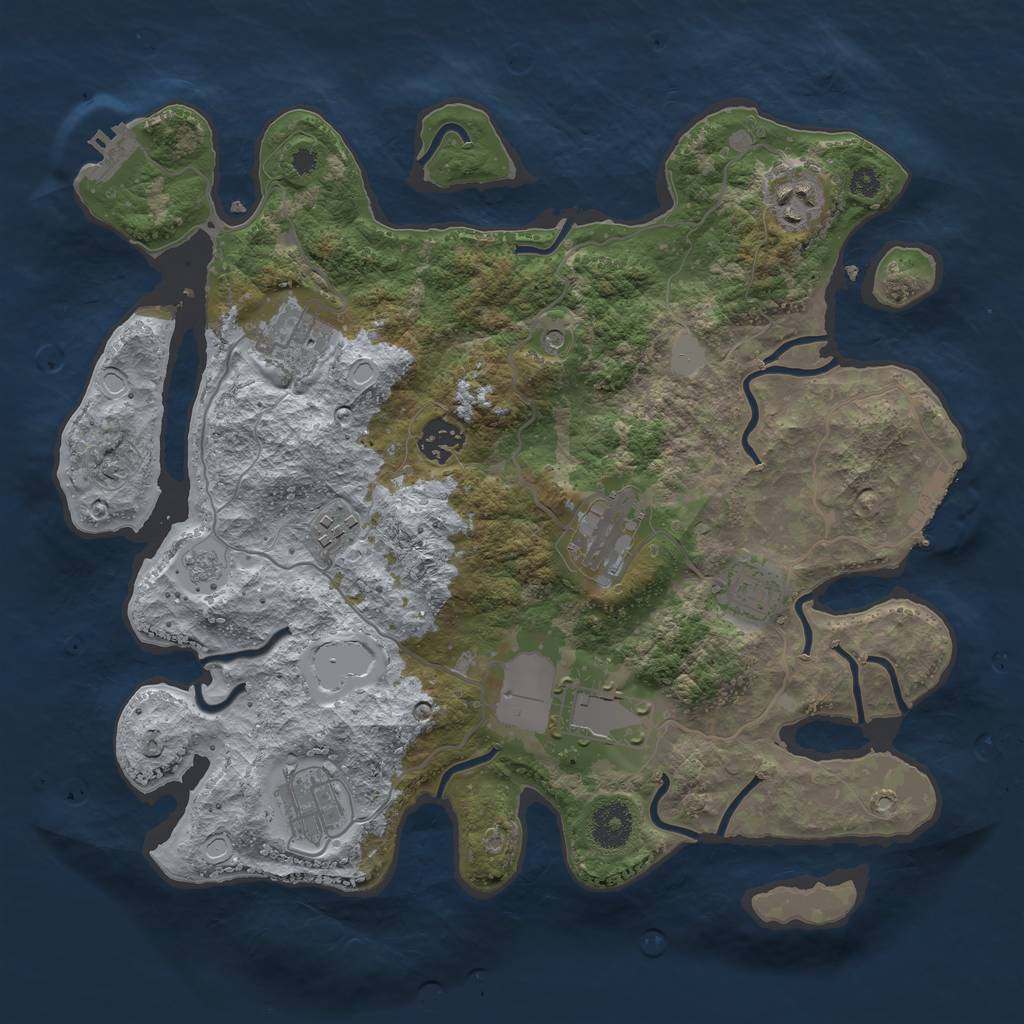 Rust Map: Procedural Map, Size: 3500, Seed: 23300973, 17 Monuments