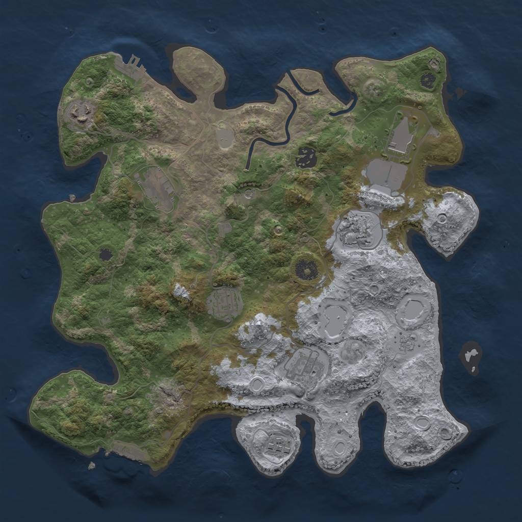 Rust Map: Procedural Map, Size: 3500, Seed: 611067384, 17 Monuments