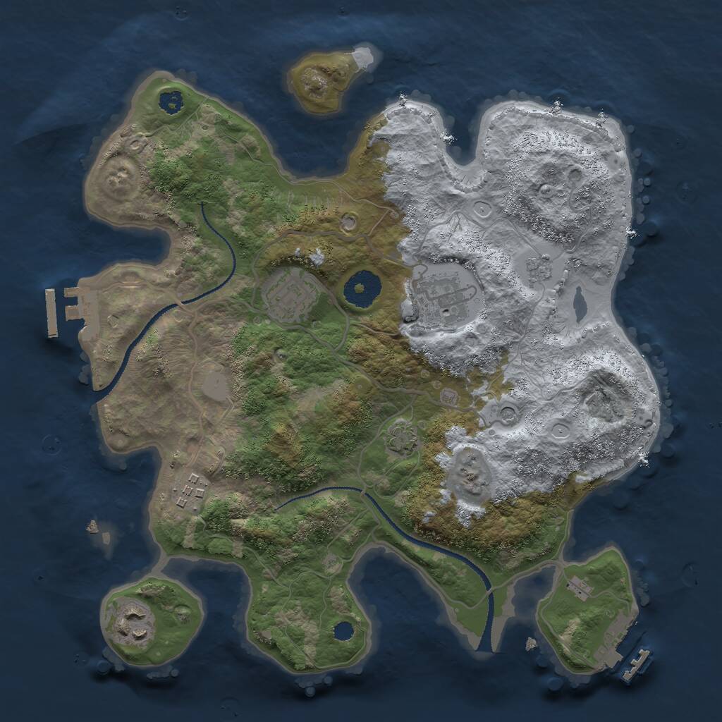 Rust Map: Procedural Map, Size: 3000, Seed: 901236129, 10 Monuments