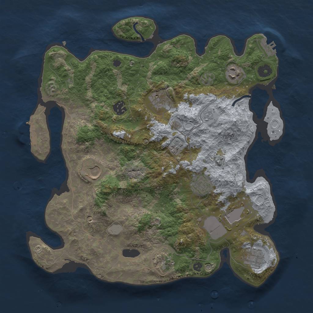 Rust Map: Procedural Map, Size: 3500, Seed: 93137809, 17 Monuments