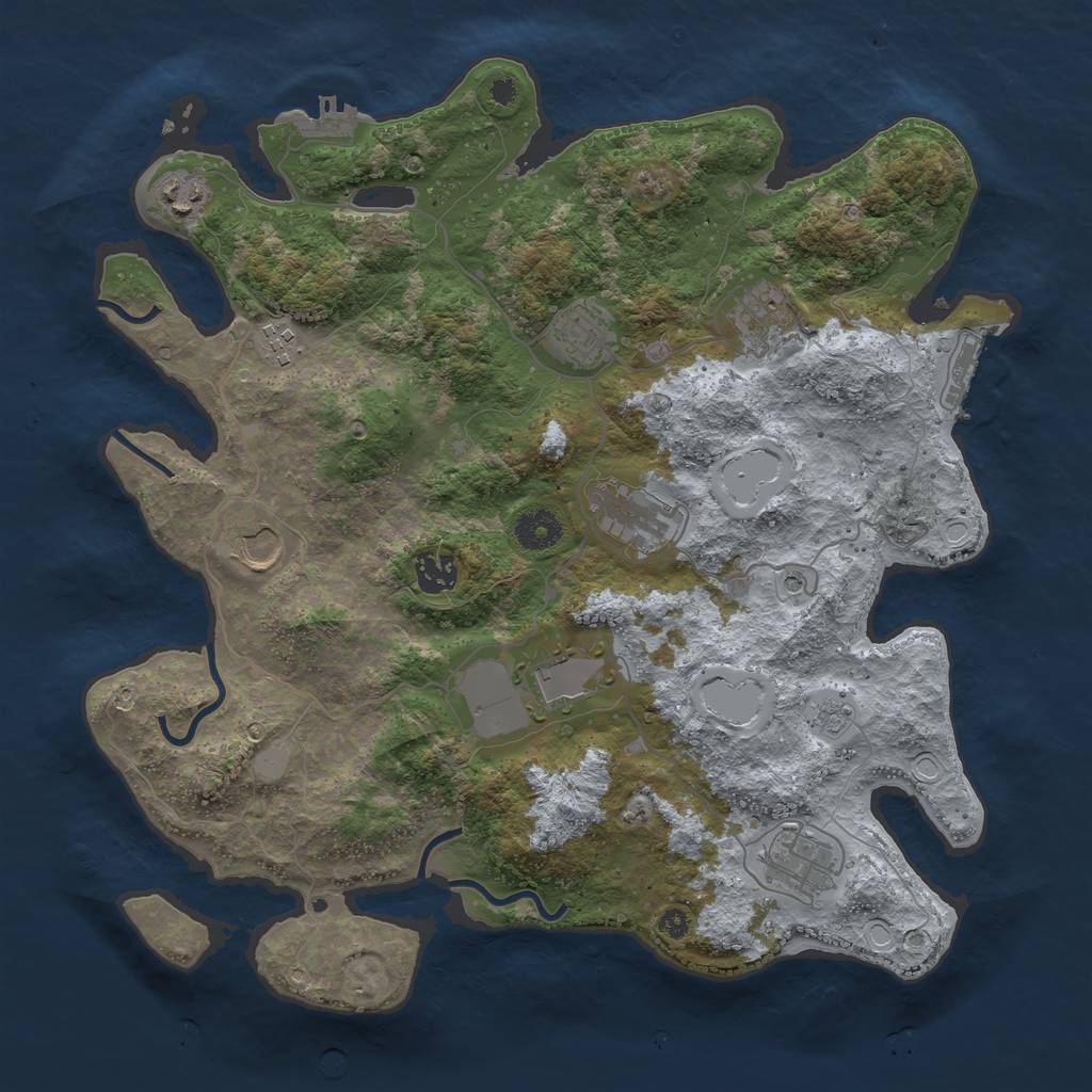 Rust Map: Procedural Map, Size: 3750, Seed: 7234742, 18 Monuments