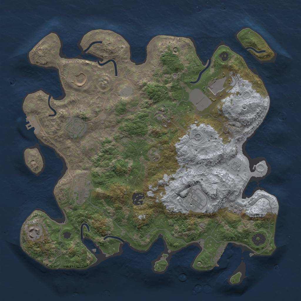 Rust Map: Procedural Map, Size: 3500, Seed: 654163816, 18 Monuments