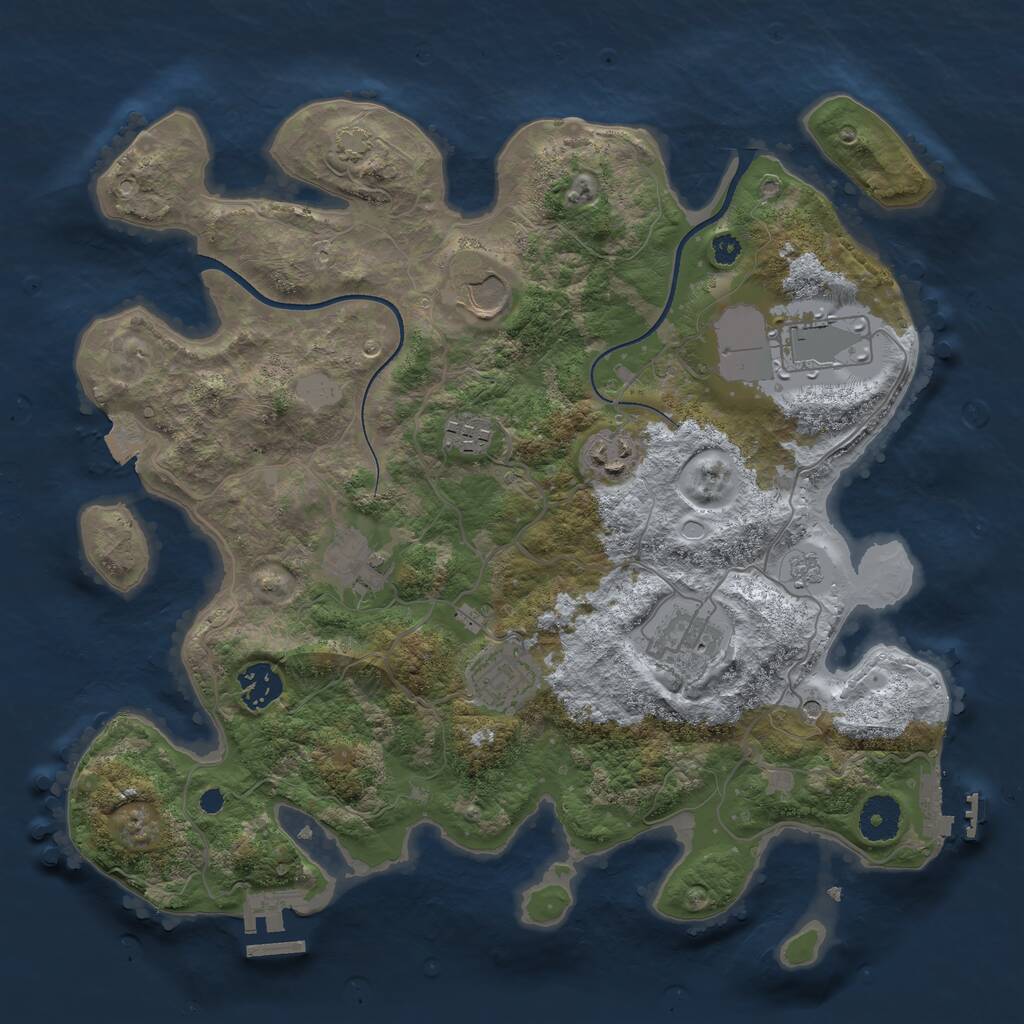 Rust Map: Procedural Map, Size: 3500, Seed: 654163816, 14 Monuments