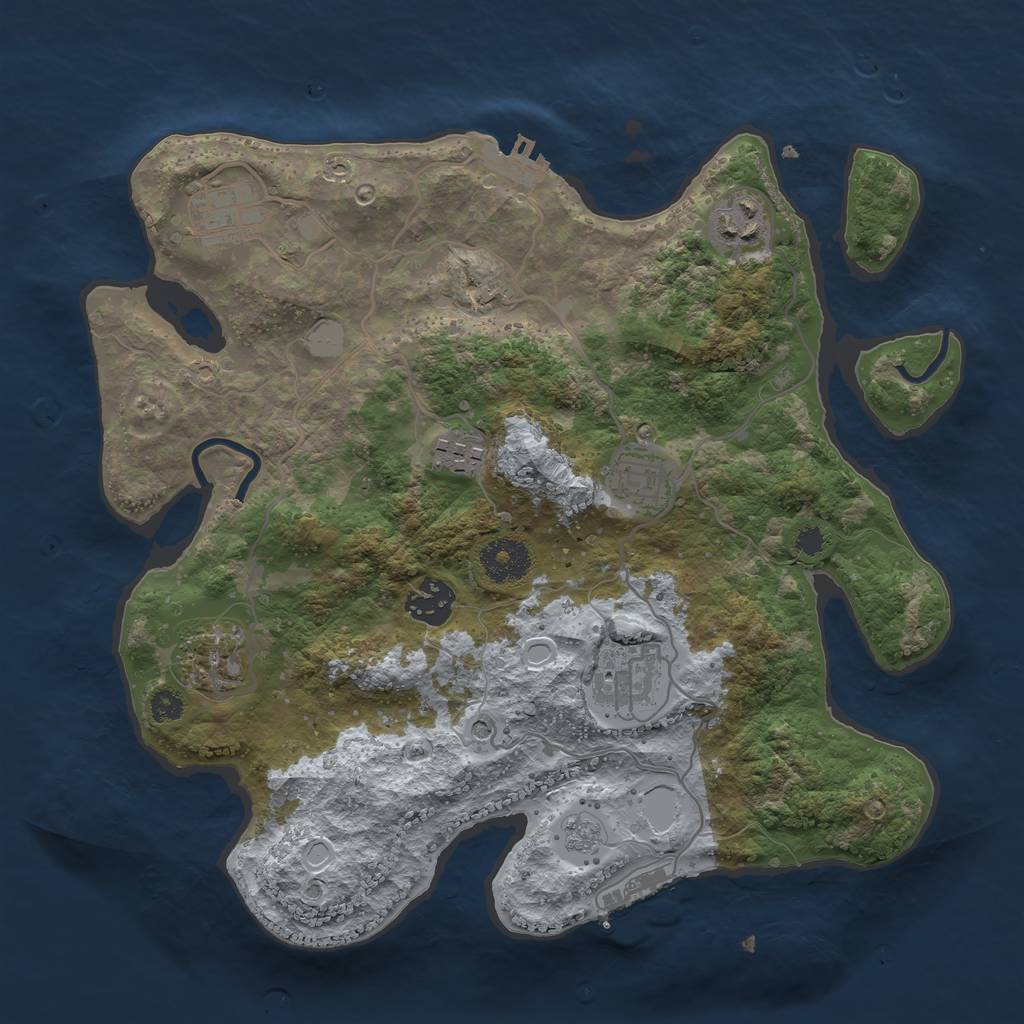 Rust Map: Procedural Map, Size: 3250, Seed: 17227724, 16 Monuments