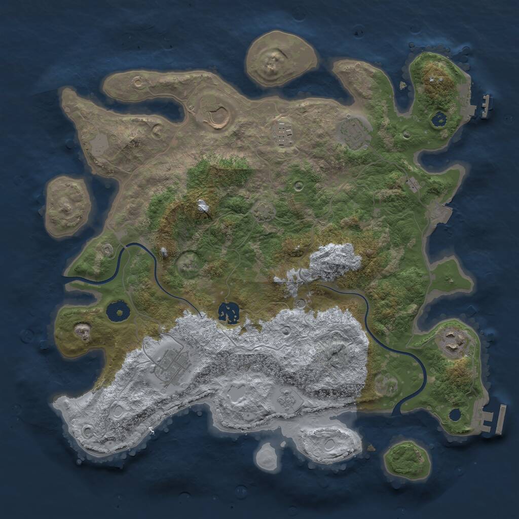 Rust Map: Procedural Map, Size: 3500, Seed: 5622782, 12 Monuments