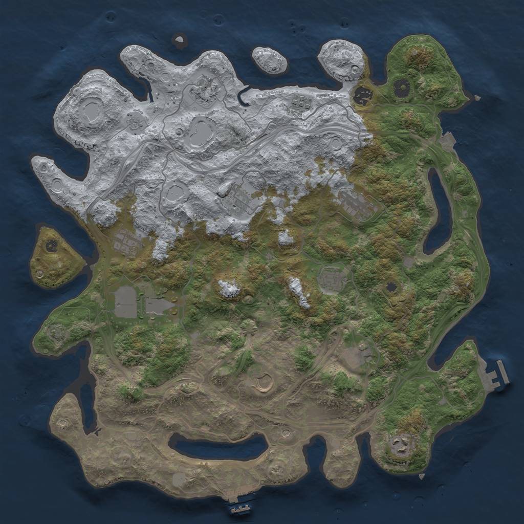 Rust Map: Procedural Map, Size: 4300, Seed: 737354421, 19 Monuments