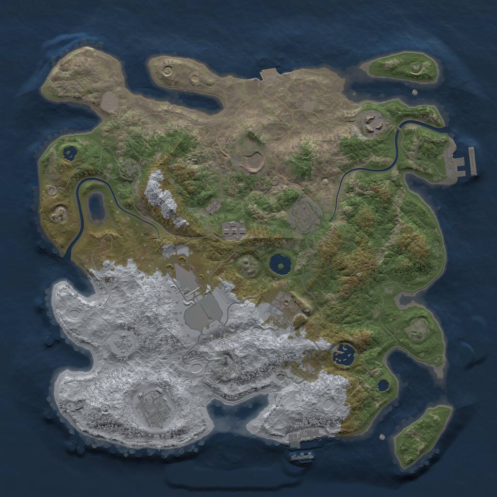 Rust Map: Procedural Map, Size: 3500, Seed: 1127859550, 14 Monuments