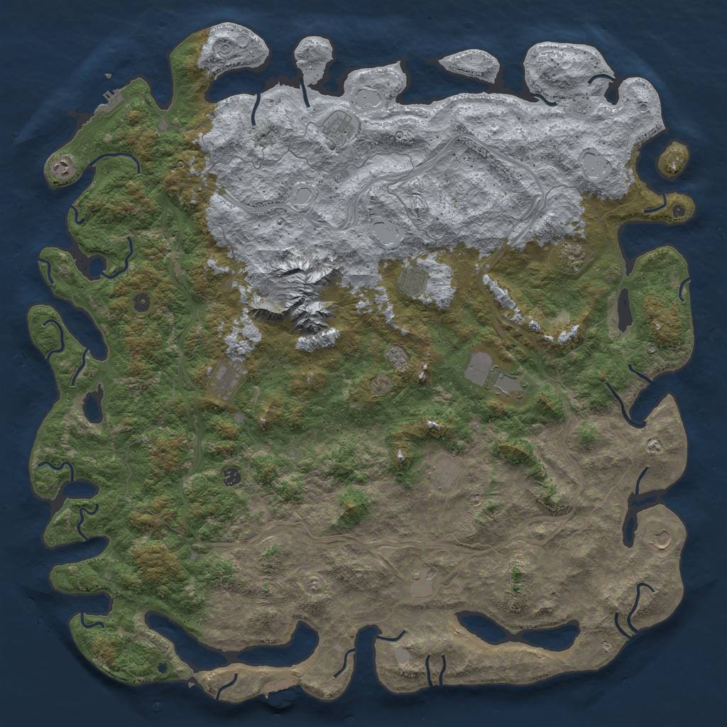 Rust Map: Procedural Map, Size: 6000, Seed: 421572105, 20 Monuments