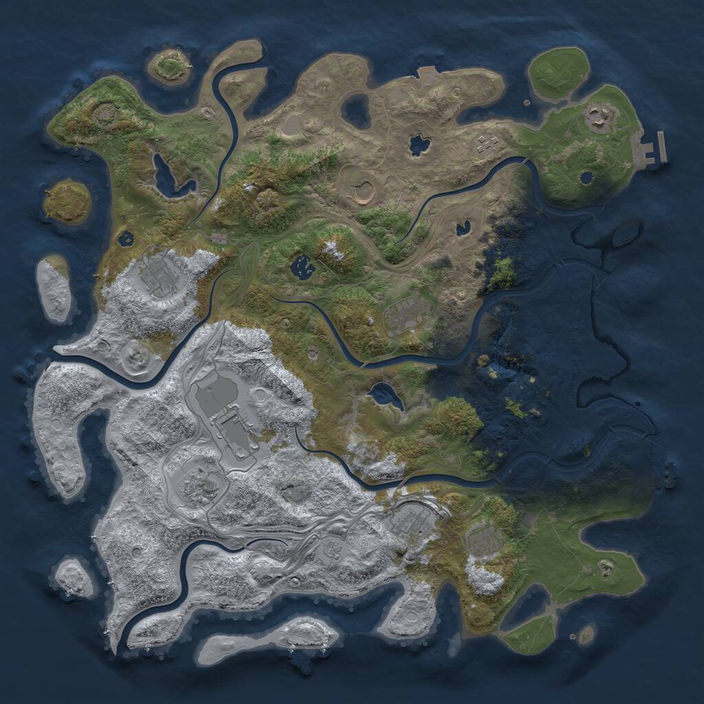Rust Map: Procedural Map, Size: 4500, Seed: 543267971, 16 Monuments