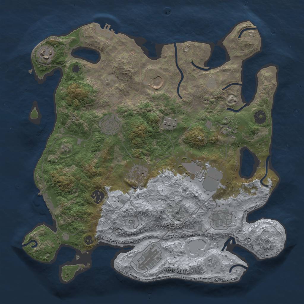 Rust Map: Procedural Map, Size: 3500, Seed: 366343815, 19 Monuments