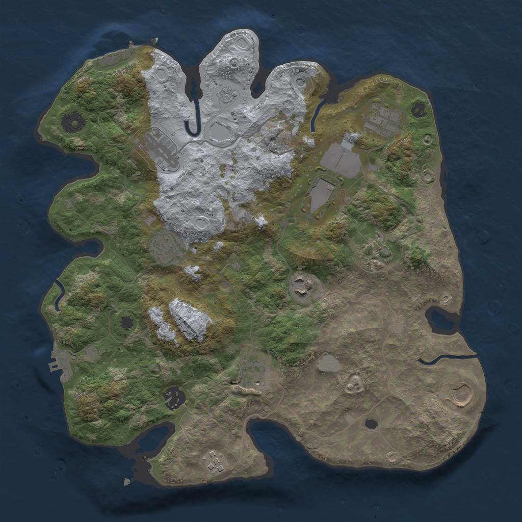 Rust Map: Procedural Map, Size: 3500, Seed: 214243858, 19 Monuments