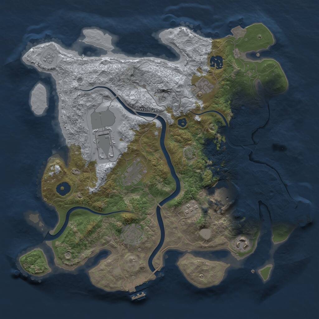 Rust Map: Procedural Map, Size: 3500, Seed: 1930673580, 14 Monuments