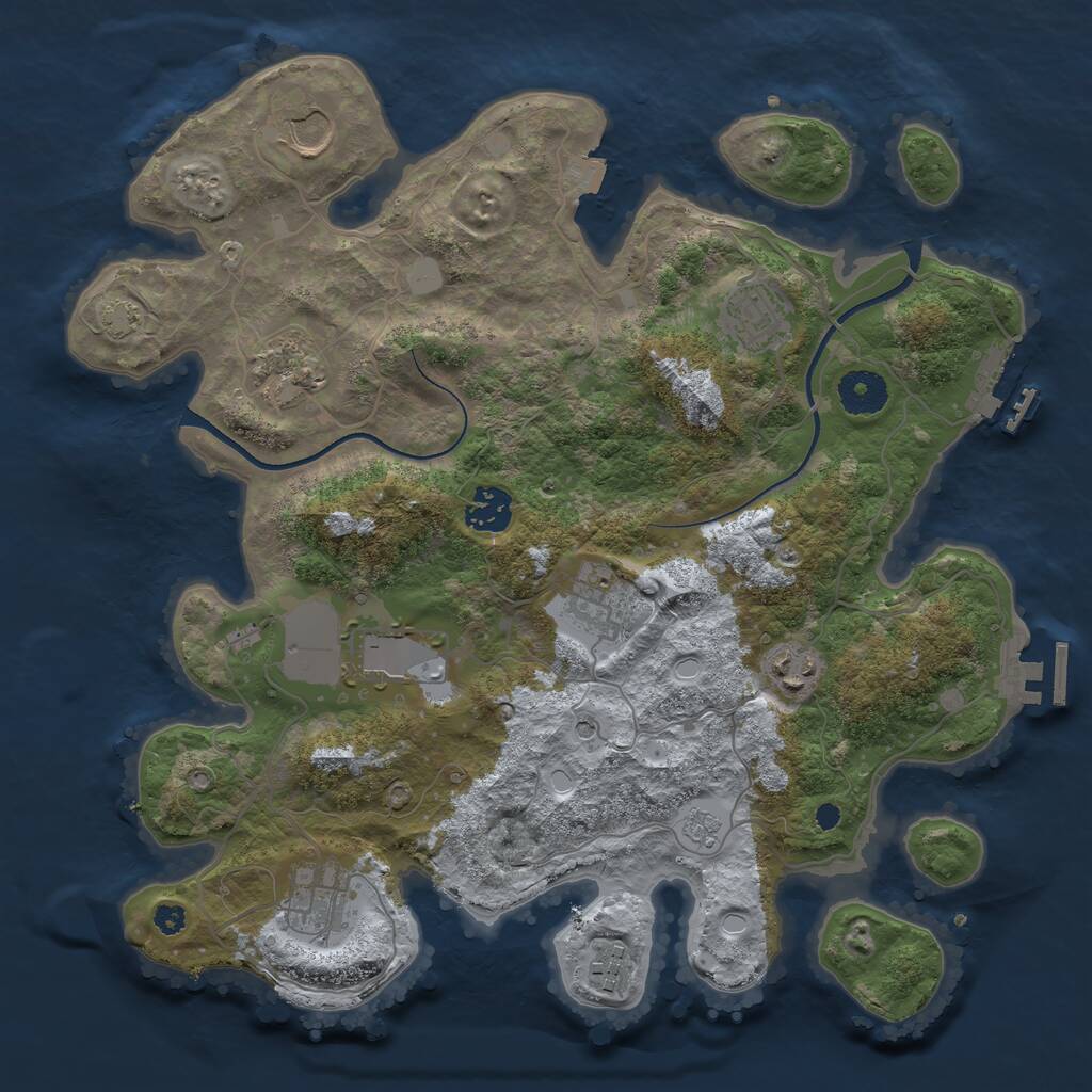 Rust Map: Procedural Map, Size: 3500, Seed: 58305328, 15 Monuments