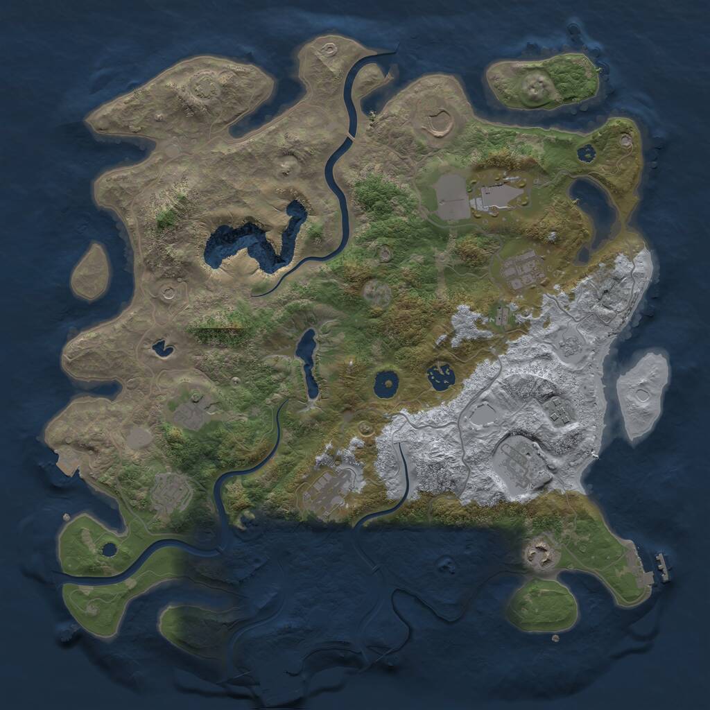 Rust Map: Procedural Map, Size: 4000, Seed: 421556, 16 Monuments