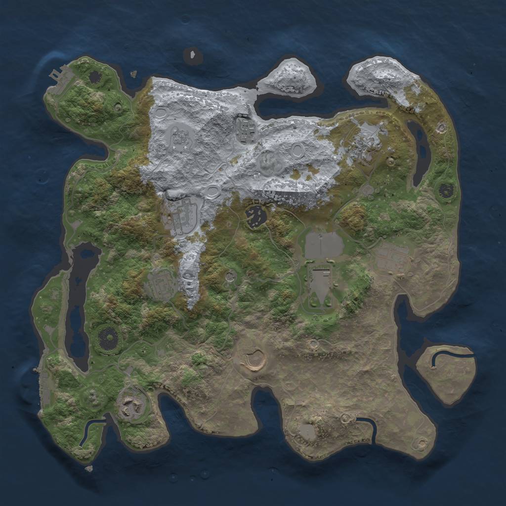 Rust Map: Procedural Map, Size: 3500, Seed: 44394620, 18 Monuments