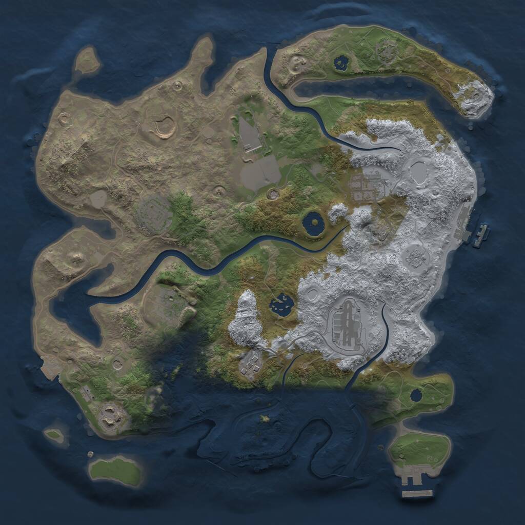 Rust Map: Procedural Map, Size: 3500, Seed: 63723005, 15 Monuments