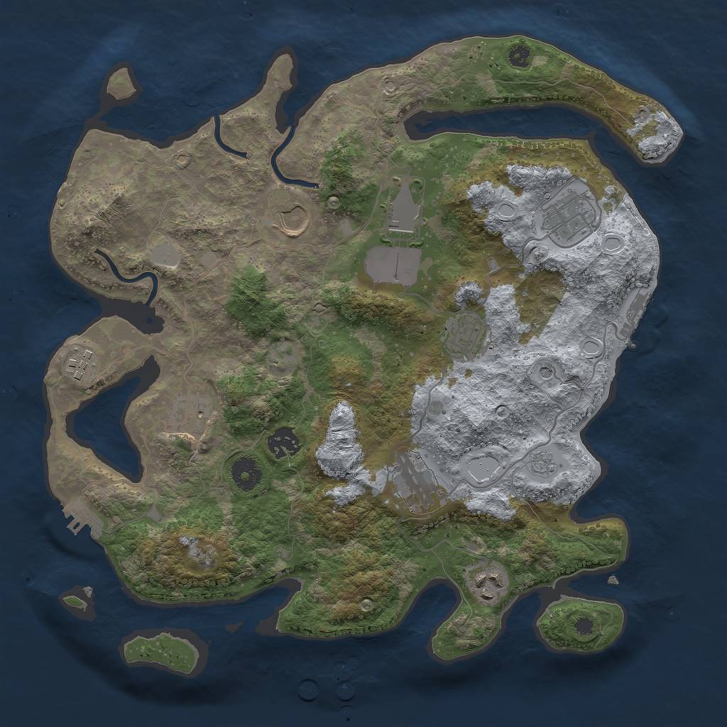 Rust Map: Procedural Map, Size: 3500, Seed: 63723005, 18 Monuments