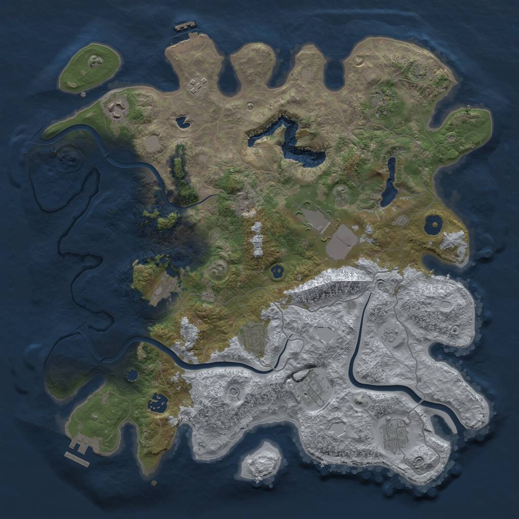 Rust Map: Procedural Map, Size: 4000, Seed: 264606136, 15 Monuments