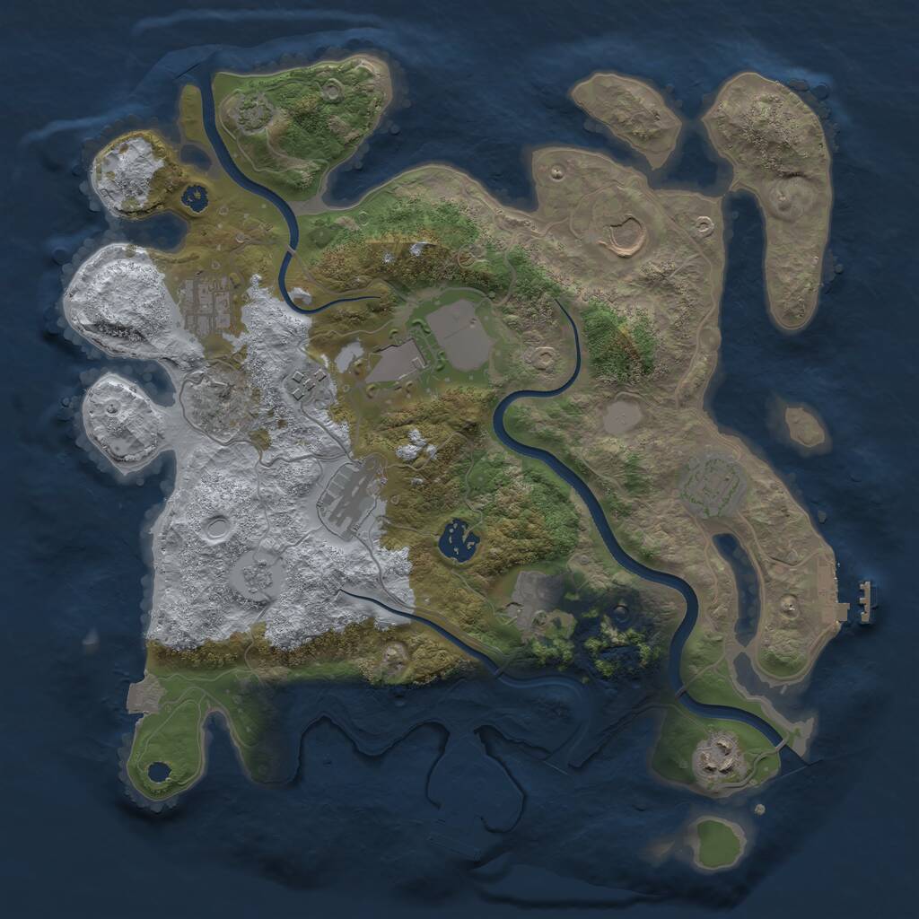 Rust Map: Procedural Map, Size: 3500, Seed: 93986817, 15 Monuments