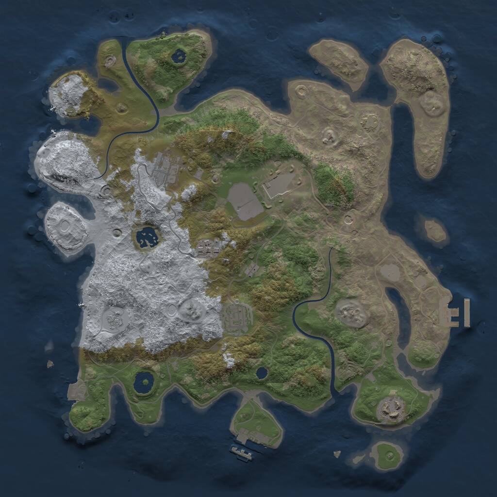 Rust Map: Procedural Map, Size: 3500, Seed: 93986817, 12 Monuments