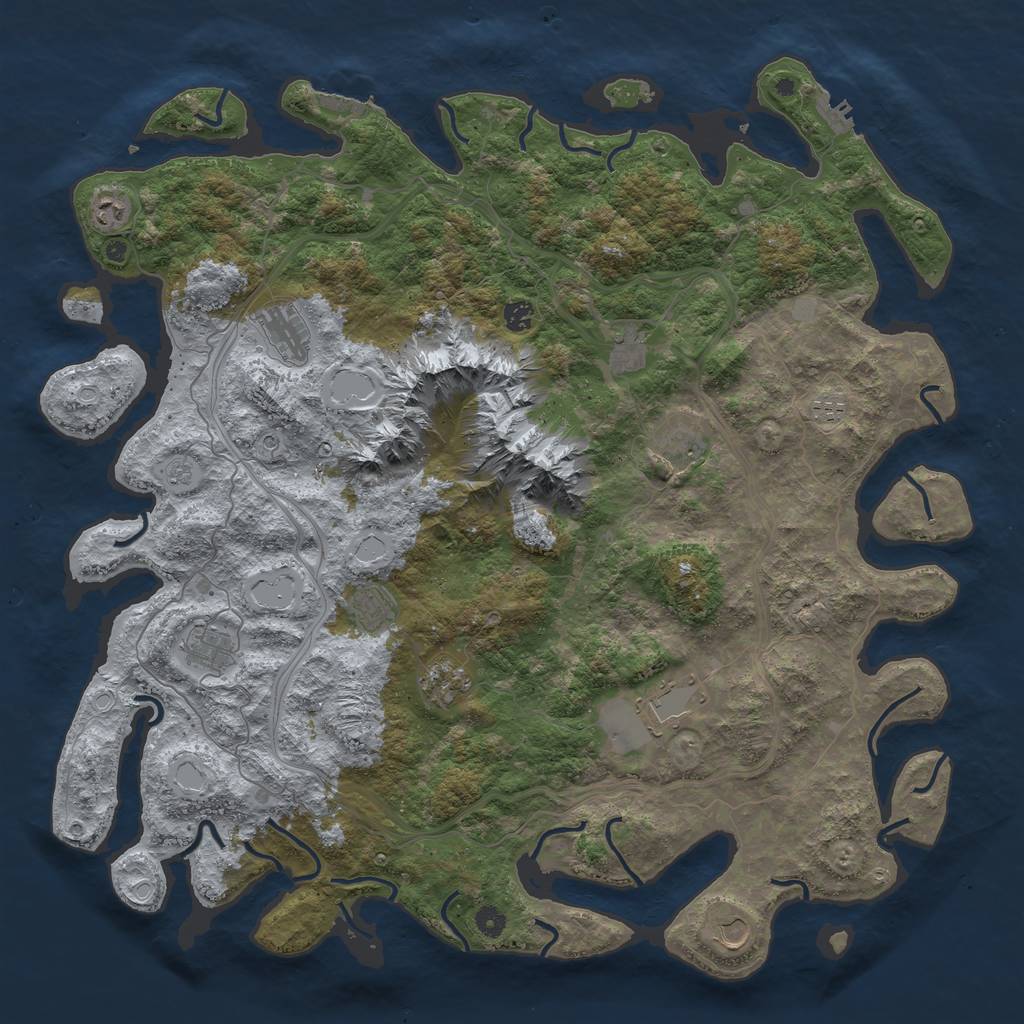 Rust Map: Procedural Map, Size: 5000, Seed: 694424260, 20 Monuments