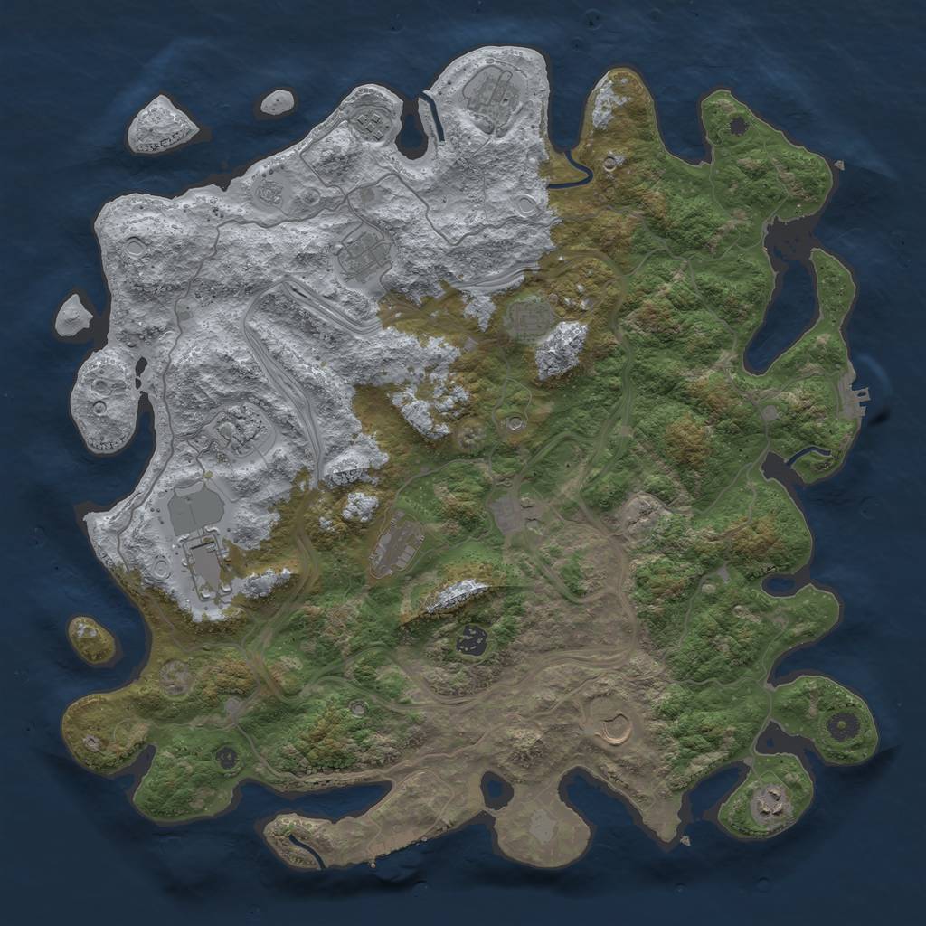 Rust Map: Procedural Map, Size: 4500, Seed: 1573521427, 20 Monuments