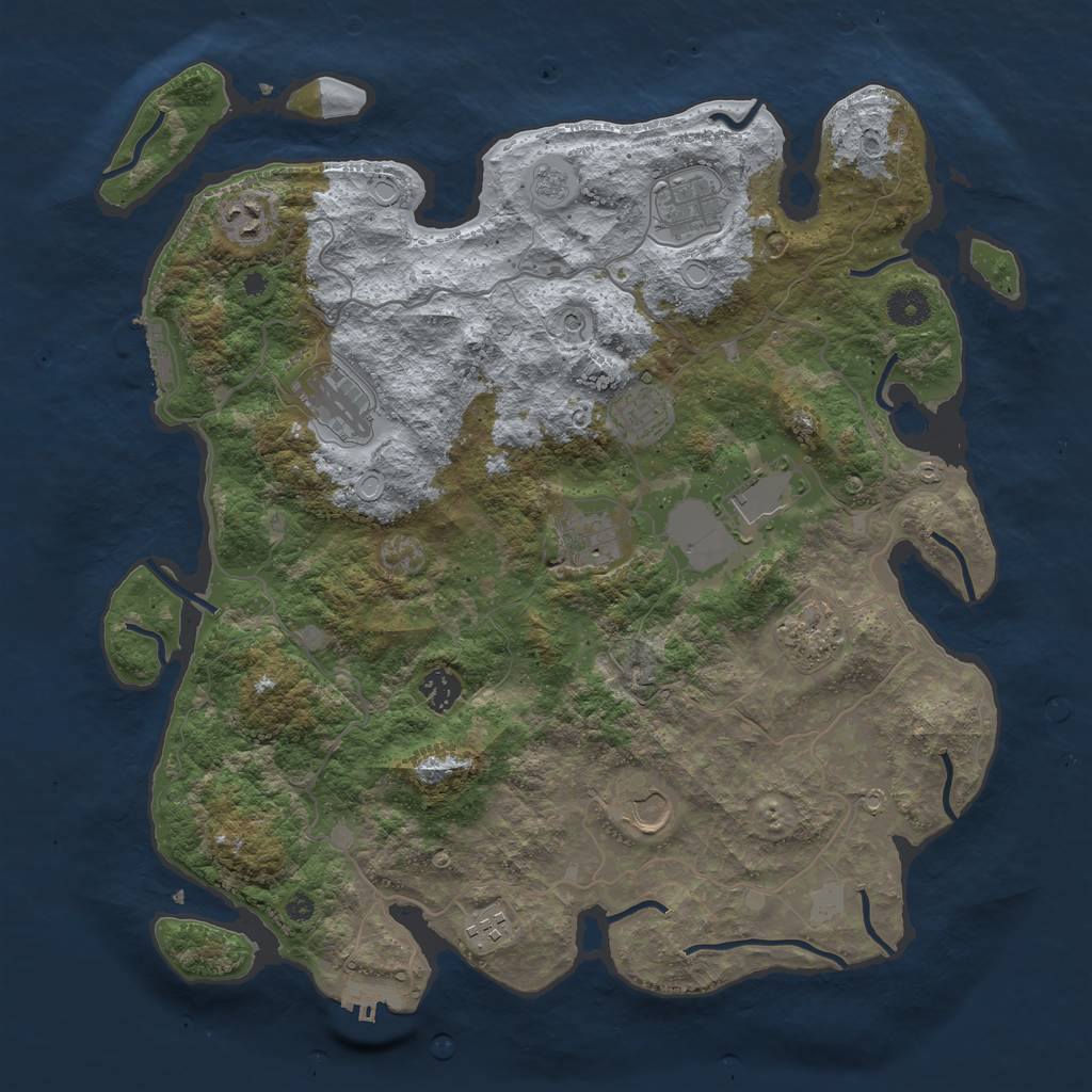 Rust Map: Procedural Map, Size: 4000, Seed: 1936, 19 Monuments