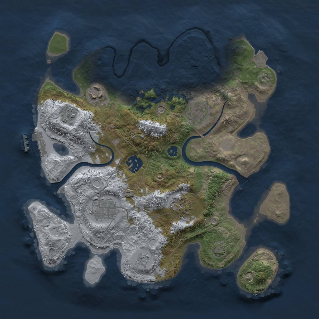 Rust Map: Procedural Map, Size: 3000, Seed: 1543607874, 11 Monuments