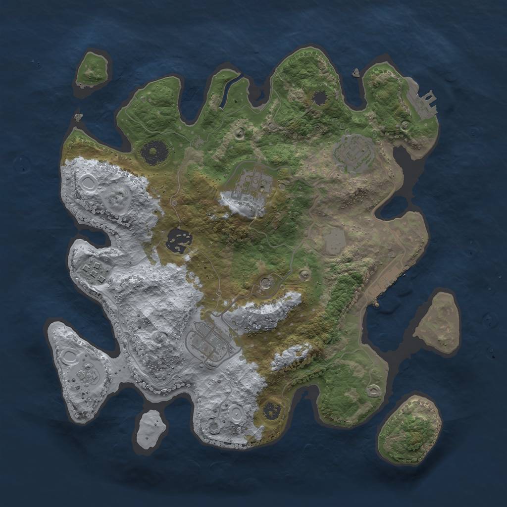 Rust Map: Procedural Map, Size: 3000, Seed: 1543607874, 14 Monuments