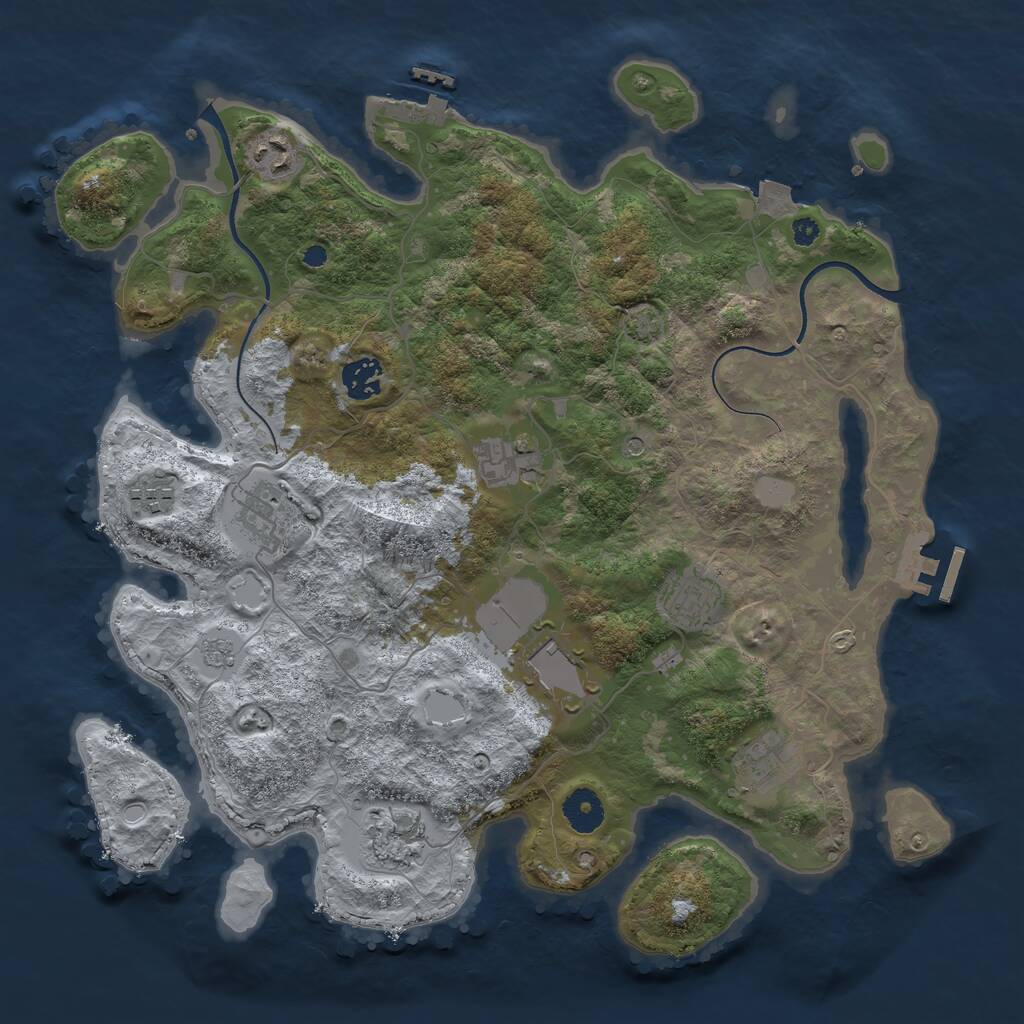 Rust Map: Procedural Map, Size: 3700, Seed: 1543607874, 15 Monuments