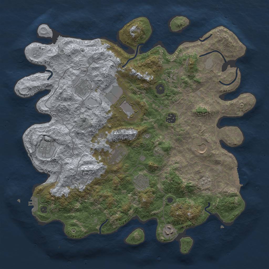 Rust Map: Procedural Map, Size: 4000, Seed: 691244071, 19 Monuments