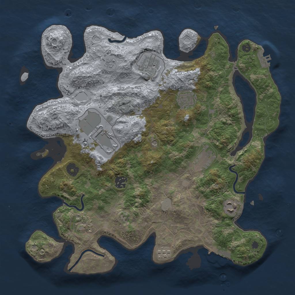 Rust Map: Procedural Map, Size: 3500, Seed: 1854969031, 17 Monuments