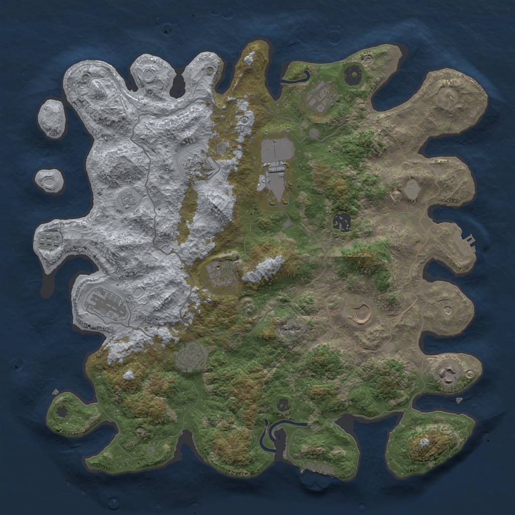 Rust Map: Procedural Map, Size: 4000, Seed: 3370949, 19 Monuments