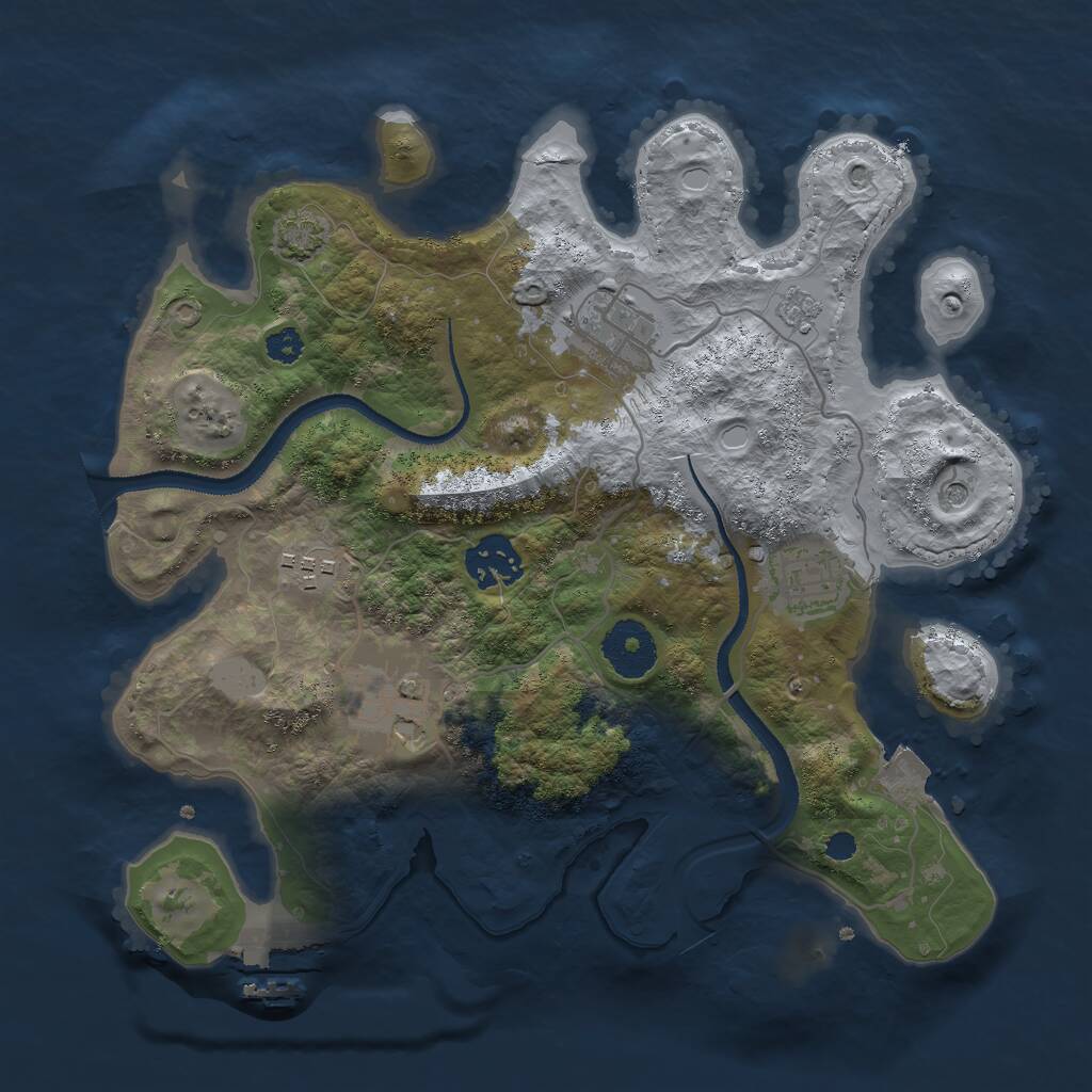 Rust Map: Procedural Map, Size: 3000, Seed: 1358345968, 10 Monuments