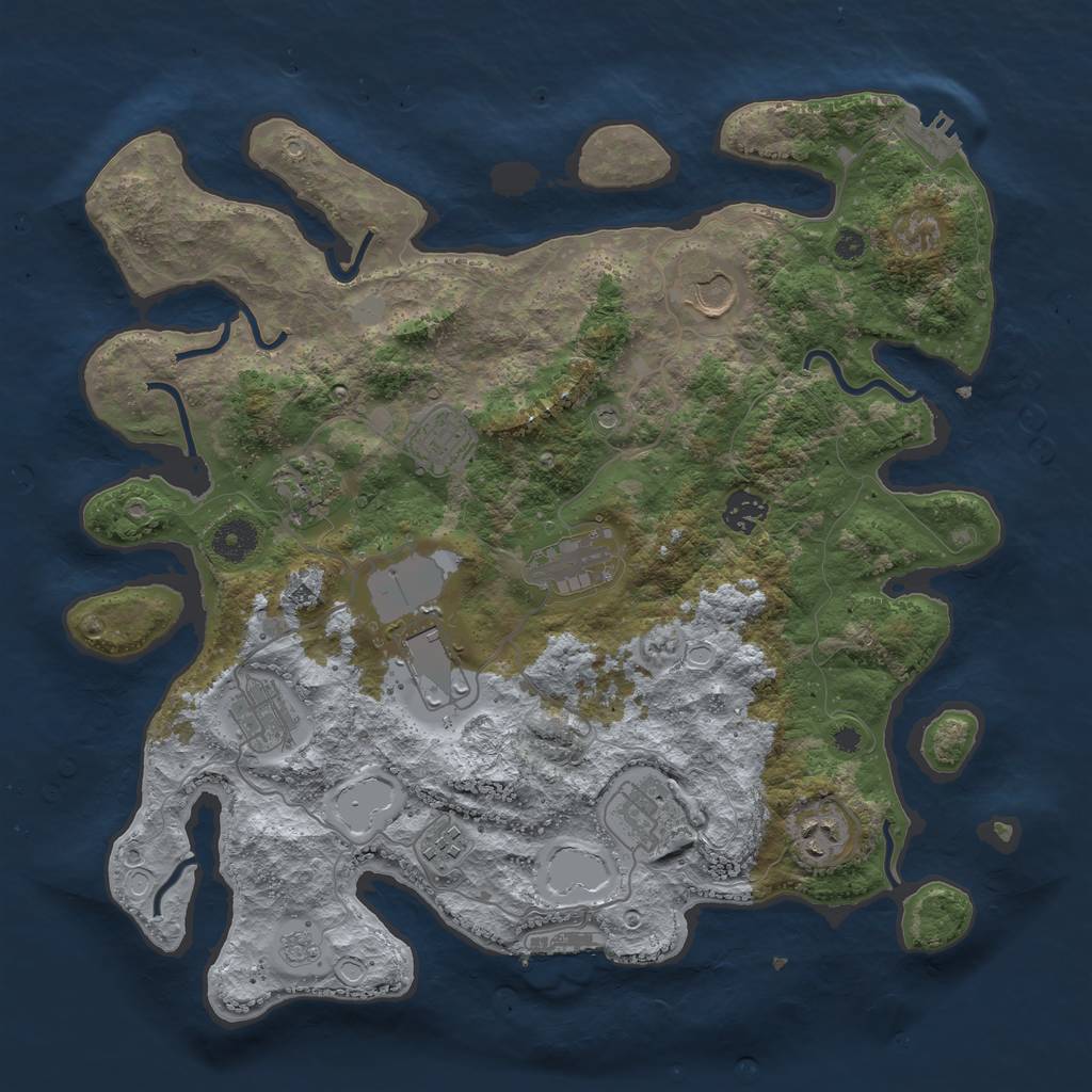 Rust Map: Procedural Map, Size: 3800, Seed: 2009367222, 19 Monuments