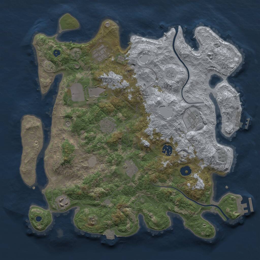 Rust Map: Procedural Map, Size: 3700, Seed: 1050702638, 15 Monuments