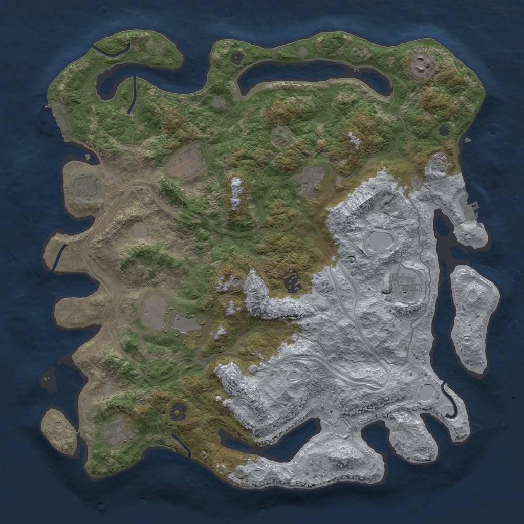 Rust Map: Procedural Map, Size: 4300, Seed: 1415965828, 18 Monuments